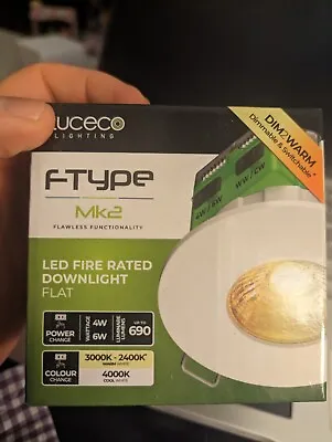 Luceco FType Mk2 Dim2Warm Fire Rated LED Downlight White 4/6W 460/690lm IP65 CCT • £9.99