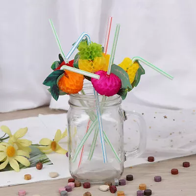 £3.66 • Buy 50pcs Hawaiian 3D Fruit Cocktail Straws Umbrella Drinking Straws Party Decor Ew