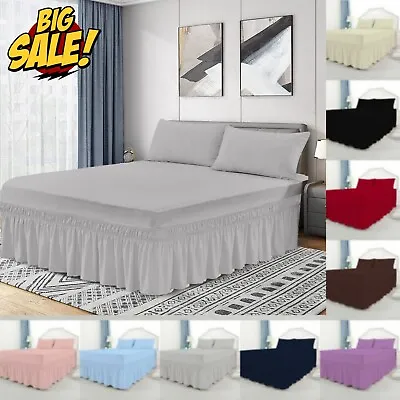 Plain Dyed Valance Sheet Deep Fitted Bed Sheets Poly Cotton Single Double King • £4.64