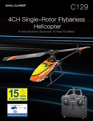 Firefox C129 4ch Flybarless Micro Rc Helicopter (rtf) W/6-axis Gyro (trainer) • $54.66