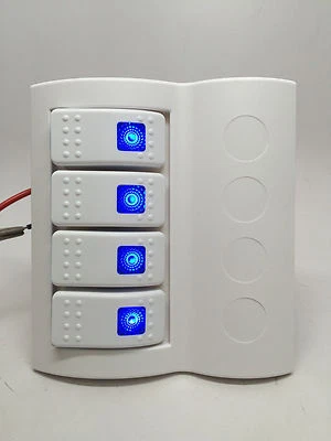 $135.01 • Buy Marine Boat Waterproof White Switch Panel 4 Gang Blue Led Rocker Circuit Breaker