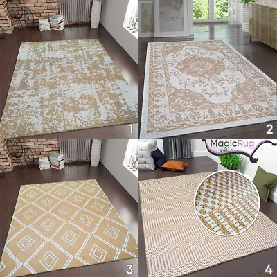 Beige Cotton Rugs 100% Natural Rug Runner Large Small Woven Washable Room Mat • £12.99
