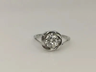 Moissanite Solitaire Ring In Platinum Overlay Sterling Silver 1.00Ct Size L • £44.99