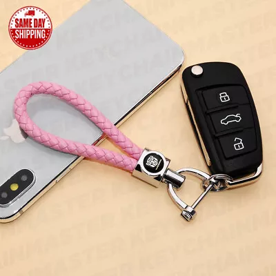 Pink Weave Calf Leather Transformers Logo Car Key Chain Ring Gift Decoration • $12.99