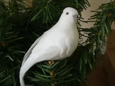 Lot Of 6 White DOVE Feather Mushroom Birds Christmas Wedding Decor: 3  Long NIP  • $9.99