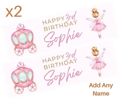 2x Personalised BIRTHDAY PINK FAIRY Wish Banners LARGE Party Poster ANY TEXT • £5.95