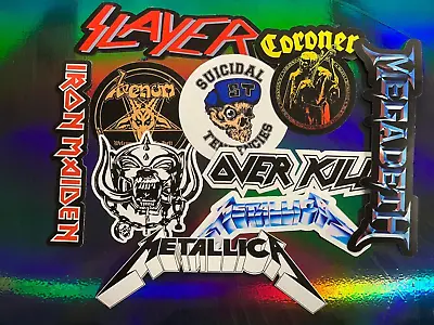 10 Heavy Metal Rock Band Logo Stickers -Clear Holographic Or White - Metallica • $10.99