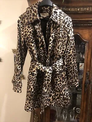 Michael Kors Cheetah/ Leopard Print Trench Coat Belted Women’s Jacket Size SP • $39.99