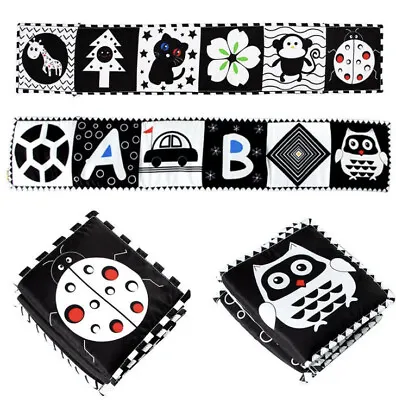Baby Sensory Board Folding Black White Colour High Contrast Flash Cards 0-6month • £9.80