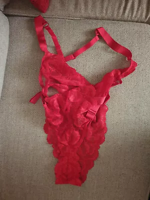 £15 • Buy Lovehoney Beau Red Lace Cut-Out Body Queen Size