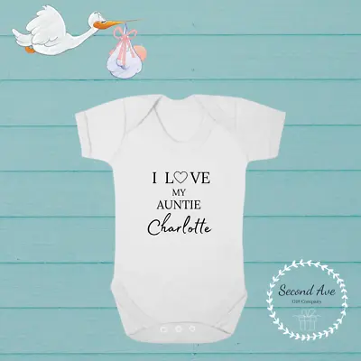 Second Ave Cute Personalised Baby I Love My Auntie Babygrow Shortsleeve Bodysuit • £8.49