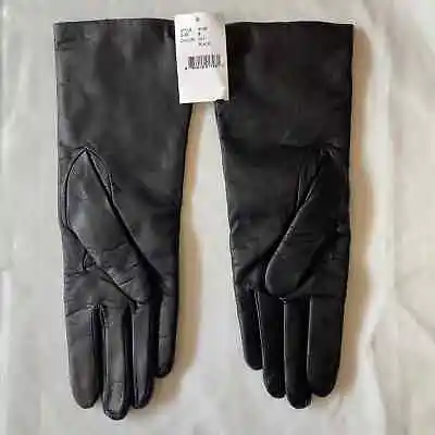Women’s Leather Gloves Black Size 8 NWT Bloomingdale’s Brand • £67.54