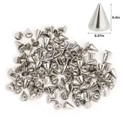 100x Punk Cone Metal Spikes Rivets Studs Screw Back For Clothing Jacket Leather • $8.17