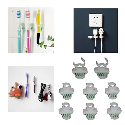 8x Self Adhesive Hook Clip Wall Hanger Cable Wire Toothbrush Pen Keys Stick On • £2.15