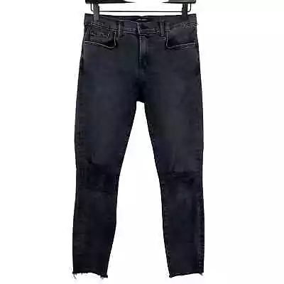 J Brand (26) Mid Rise Cropped Skinny Jeans Distressed Black 25” • $20