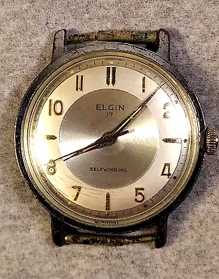 Vintage Elgin Men's 33mm Self Winding Classic Watch Silver Tone Runs Well • $49.88