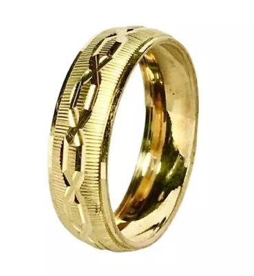 10k Real Solid Gold Wedding Band Diamond Cut Wedding Band Men Engagement Ring. • $175