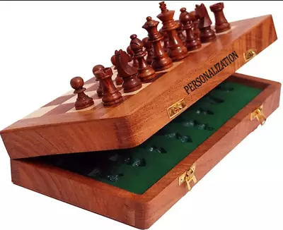 Chess Set 12 Inch Wooden Foldable Board & Magnetic Wooden Pieces Best Xmas Gift. • $65.99