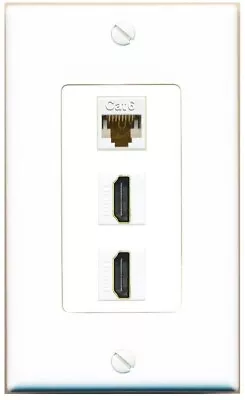 1 Port CAT6 2 HDMI Wall Plate-1 Gang White • $17.56