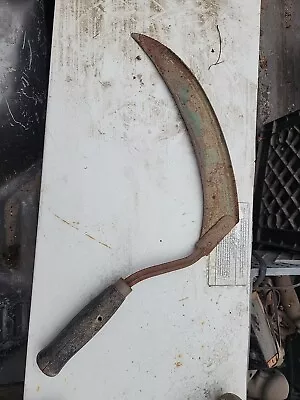 Antique Vintage HAND SCYTHE Wood Handle CURVED BLADE • $10