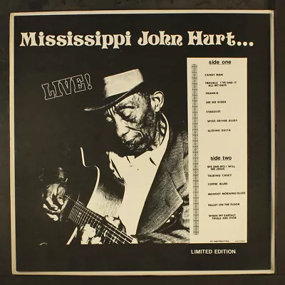 MISSISSIPPI JOHN HURT: Live 1963-4 MJHN 12  LP 33 RPM Netherlands • $65