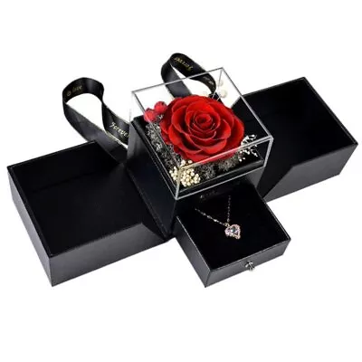 $39.79 • Buy Eternal Flower In Glass Jewelry Box Gift For Lover Valentine's Day Gift Holder