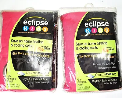 2 Hot Pink Black Out Thermal Curtains Grommets 42 X63  Eclipse • $18.95