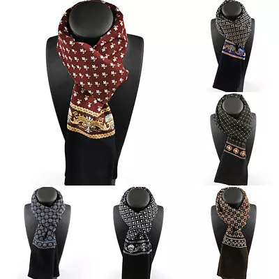 Luxury Mens Male Silk Scarf Neckerchief Plaid Shawl Printed Keep Warmer Business • £6.78