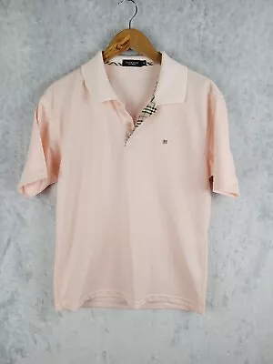 Burberry London Polo Shirt Men Size M Pink Peach Nova Check Collar • $49.99