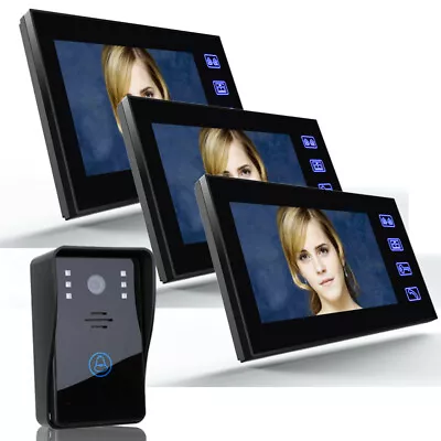 7  LCD Wired Video Door Phone Intercom Doorbell Home Security Camera+3 Monitors • $235.20