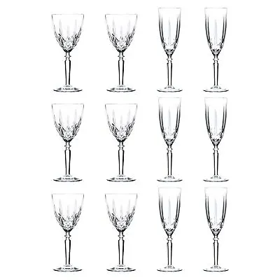 12pc Wine Glasses Champagne Flutes Set RCR Crystal Cut Glass Stemware • $70.20