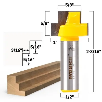 Stepped Rabbet Router Bit For 3/16  Glass - 1/2  Shank - Yonico 18129 • $19.95