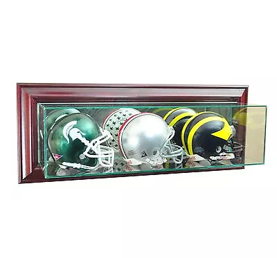 New Wall Mounted Triple Mini Helmet Glass Display Case UV FREE SHIPPING 3 Colors • $104.48