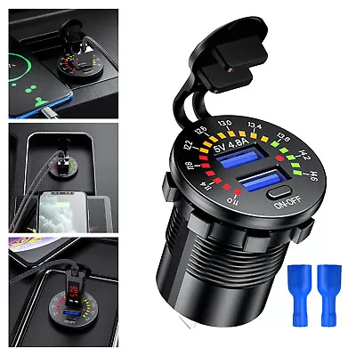 5V 4.8A Dual-USB Car Fast Charging Charger Socket W/ LED Voltmeter Display Parts • $11.77