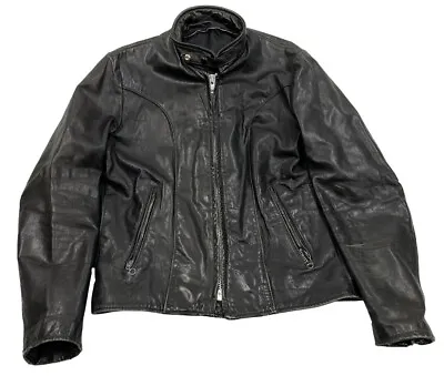 $166.50 • Buy Schott Vintage Black Leather Cafe Racer Motorcycle Biker Jacket Mens 40