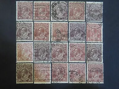 KGV Heads 1 1/2d Brown Selection - 1 Page • $0.99
