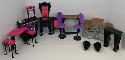 Monster High Furniture Lot 13 Pieces Tables Chairs Speakers Throne EUC • $39.99