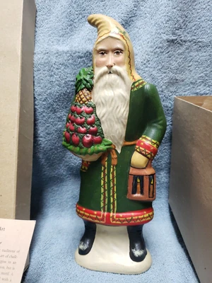 $300 • Buy Vaillancourt Folk Art Chalkware Exclusive 2003-77 Santa W/ Apple Cone #321, Rare