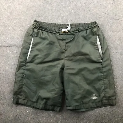 Vintage Adidas Shorts Mens Large Green Windbreaker Ripstop Workout 10  Inseam • $24.95