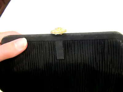 Magid Black Fabric Shirred Clutch Purse From Bonwit Teller C. 1960s • $16.25