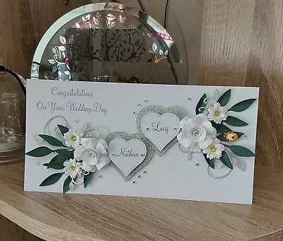 Personalised Handmade Wedding Or Anniversary Gift Card Money Wallet White • £9