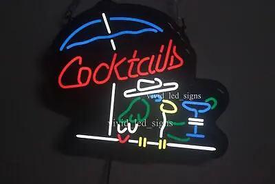 10  Vivid LED Cocktails Parrot Umbrella Martini Neon Sign Light Lamp Bar Club • $64.99