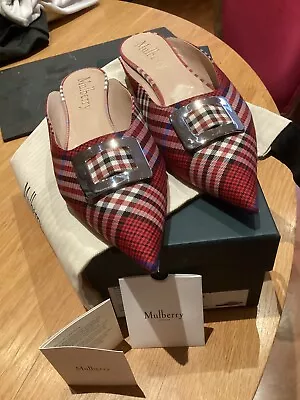 Rare Mulberry Womens Tartan Shoes With Silver Buckle Size 41 VGC Stunning • £220