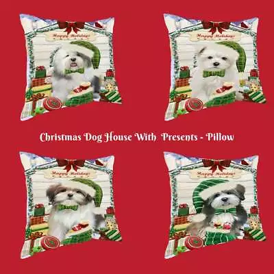 Christmas Dog Cat With Presents Pet Photo Throw Decorative Pillow 18x18 In • $53.89