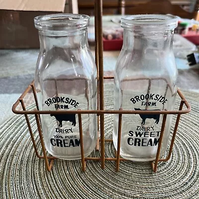 Brookside Sweet Cream Bottles With Carrier Vintage • $8