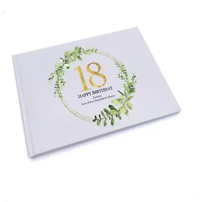 Personalised 18th Birthday Gift For Her Guest Book Gold Wreath Design GB-95 • £14.99