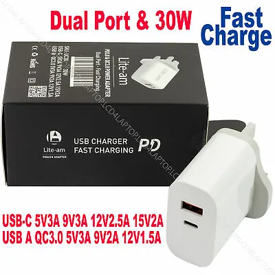 30W USB C UK Power Adapter Plug Fast Charge Charger For Apple IPhone IPad AirPod • £5.89