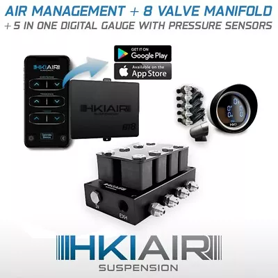 HKI Bluetooth Air Management + 8 Valve Manifold VU4 + 5in1 Digital Gauge + Wires • $498.50