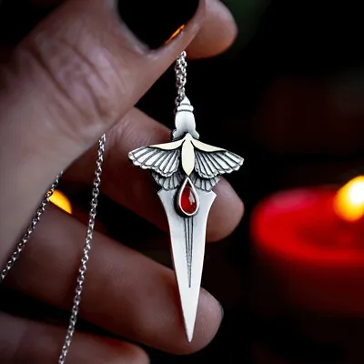 Vintage Sword Pendant Necklace Fly Moth Fashion Jewelry 11-7 • $9.44