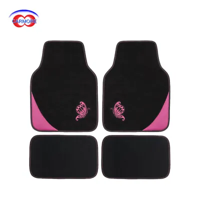 Universal Carpet Car Floor Mats Front & Rear Set Butterfly Anti-Slip Pink Girls • $35.99